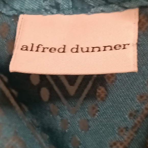 FINAL PRICE alfred dunner teal sheer 2-pc jacket set w brown trim & buttons 14 - Picture 3 of 12